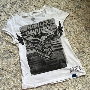 Harley-Davidson White and Black Short Sleeve Tee